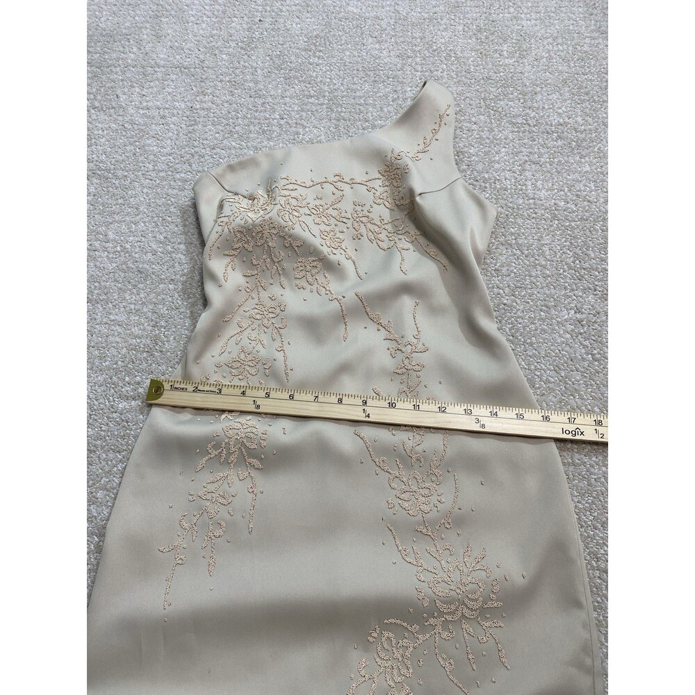 Eureka One Shoulder Beige Embroidered Gown Medium Size M - Picture 12 of 16